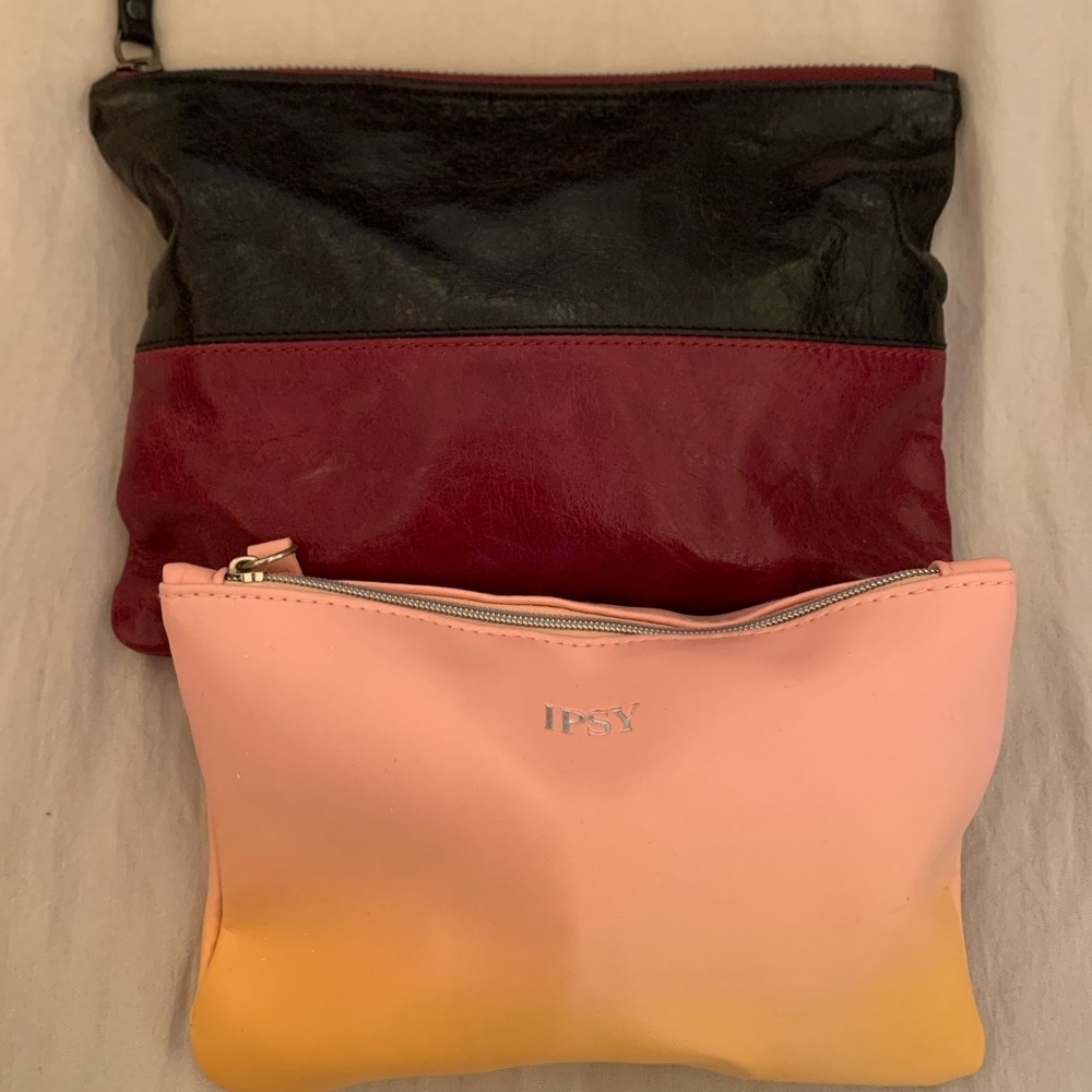 An Ipsy and Eileen Fisher pouch, costume jewelry